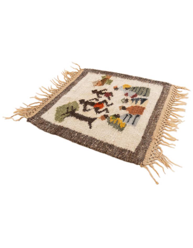 Detail image of  1' 8 x 1' 9  Hand Knotted Moroccan Wool Square Rug