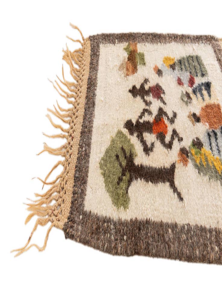 Detail image of  1' 8 x 1' 9  Hand Knotted Moroccan Wool Square Rug