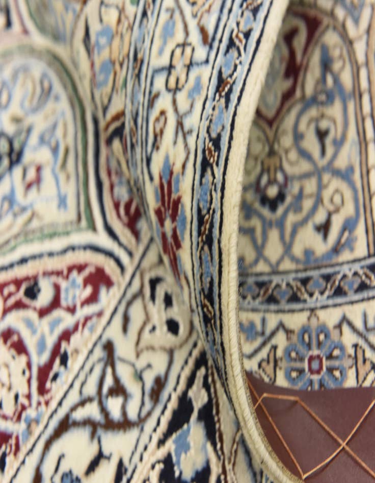 Detail image of  6' 7 x 8'  Hand Knotted Nain Persian Square Rug