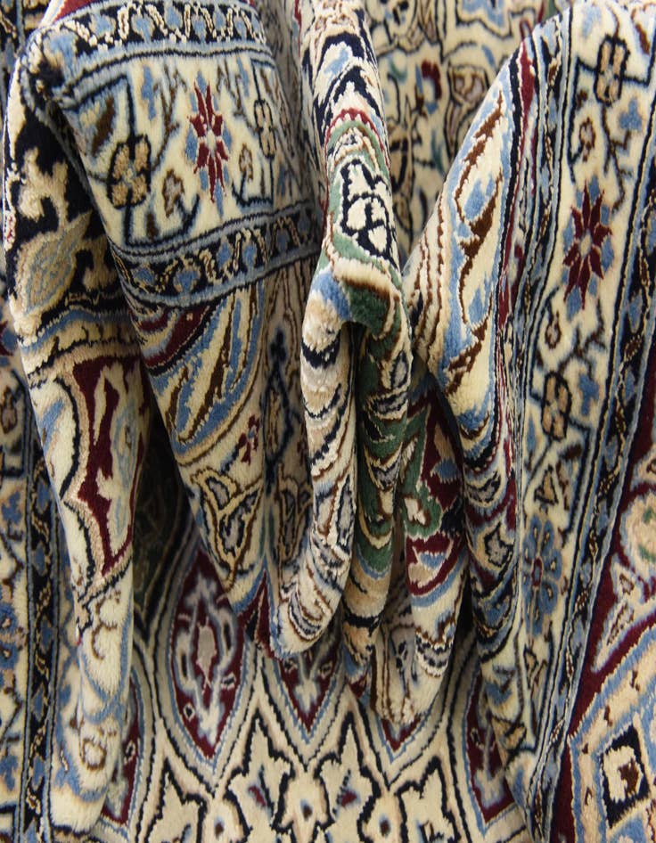 Detail image of  6' 7 x 8'  Hand Knotted Nain Persian Square Rug