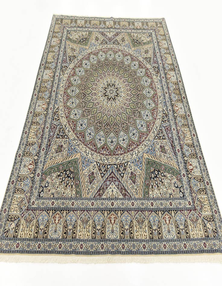 Detail image of  6' 7 x 8'  Hand Knotted Nain Persian Square Rug