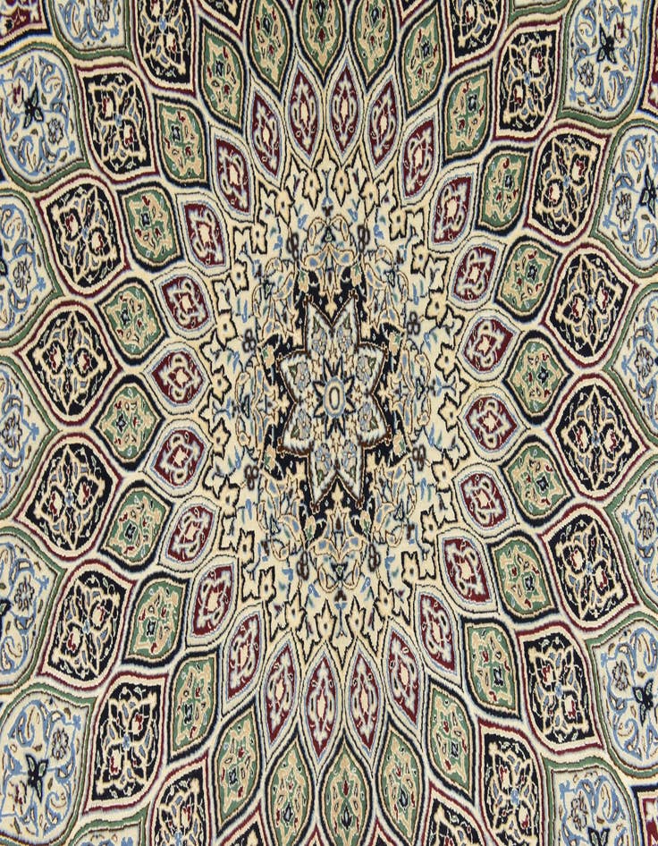 Detail image of  6' 7 x 8'  Hand Knotted Nain Persian Square Rug