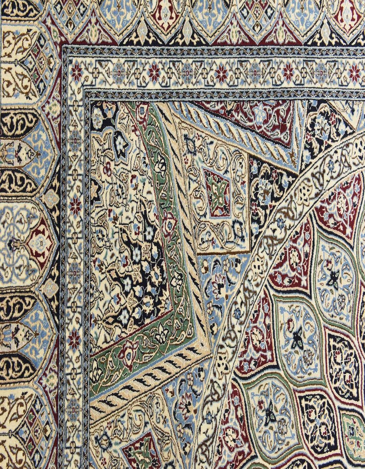 Detail image of  6' 7 x 8'  Hand Knotted Nain Persian Square Rug