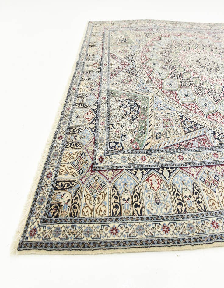 Detail image of  6' 7 x 8'  Hand Knotted Nain Persian Square Rug