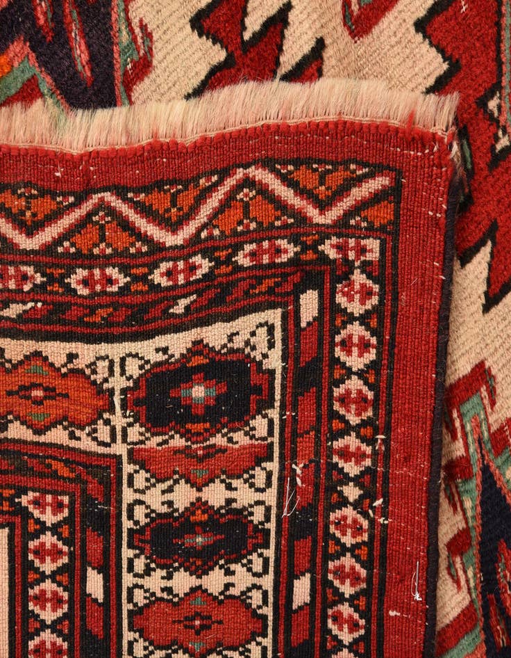 Detail image of  3' 9 x 4' 6  Hand Knotted Torkaman Persian Wool Square Rug