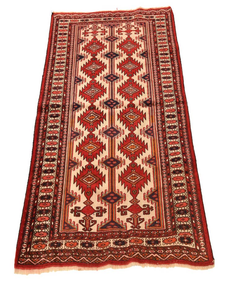 Detail image of  3' 9 x 4' 6  Hand Knotted Torkaman Persian Wool Square Rug