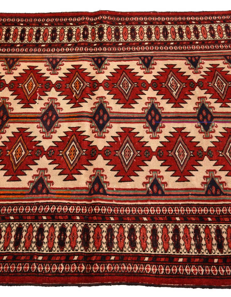 Detail image of  3' 9 x 4' 6  Hand Knotted Torkaman Persian Wool Square Rug