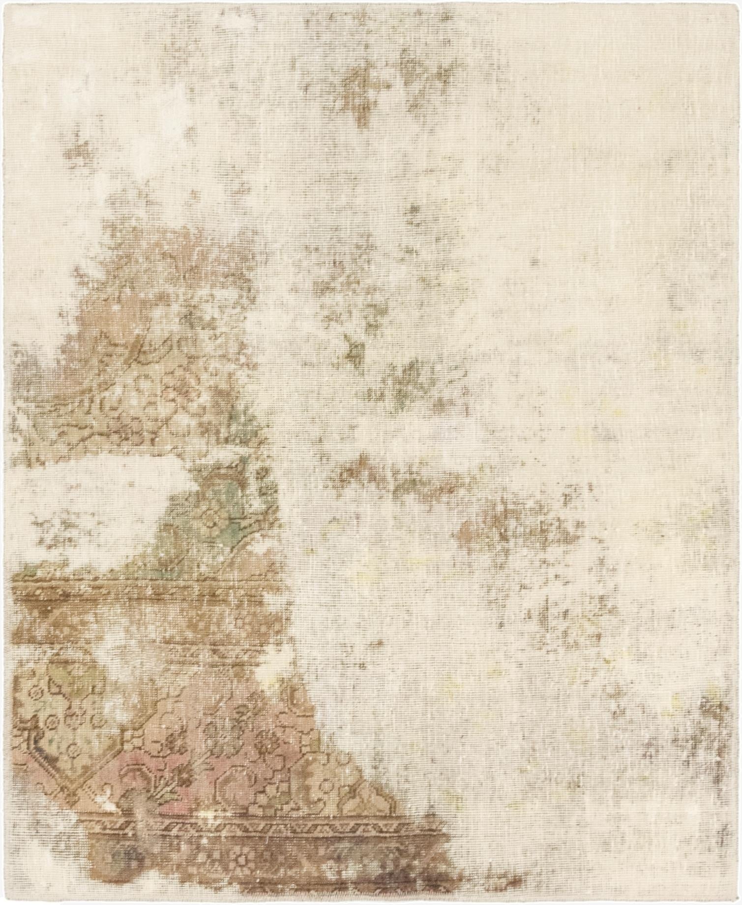  4' x 4' 10  Hand Knotted Ultra Vintage Persian Wool Square Rug