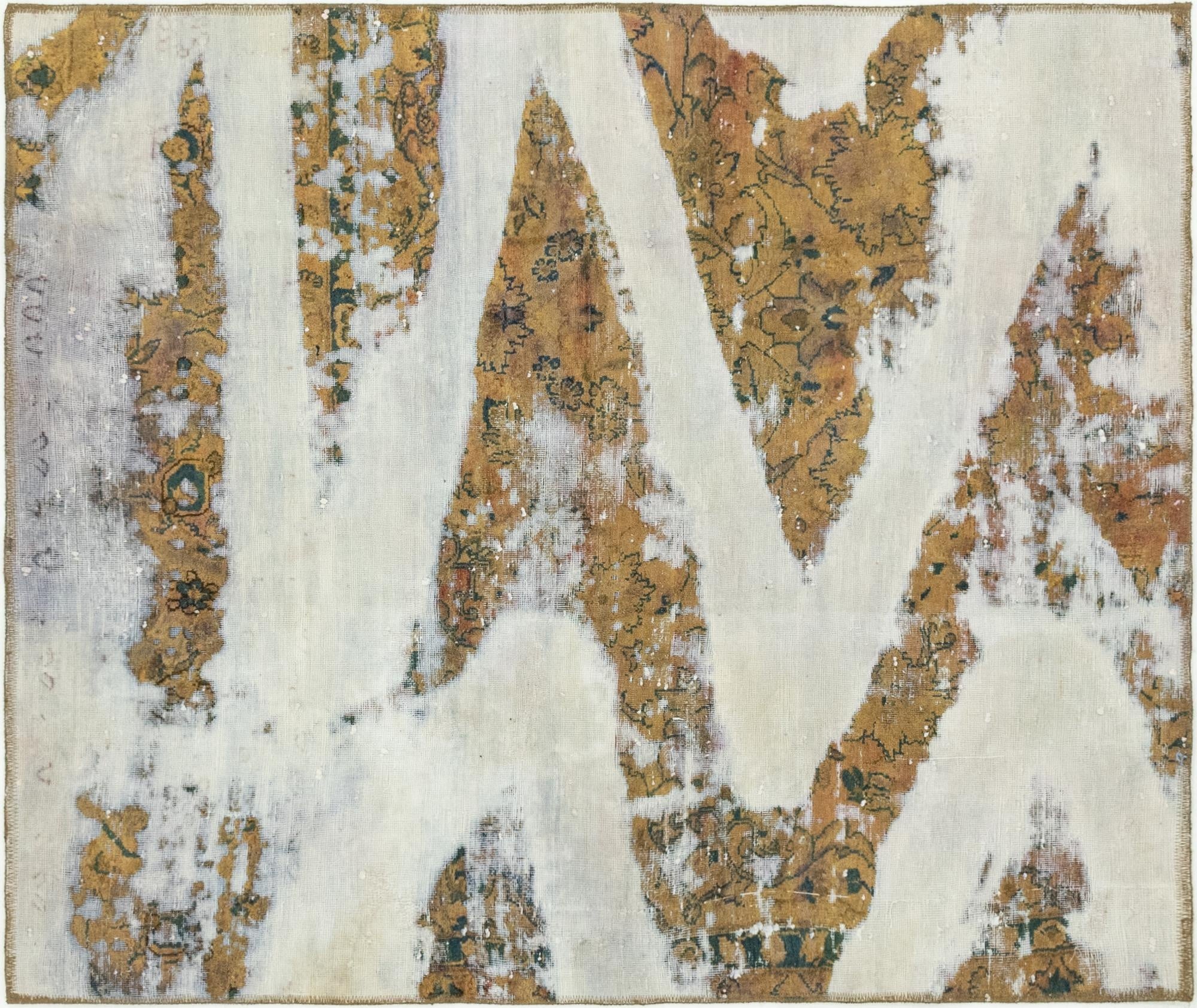  4' 6 x 5' 5  Hand Knotted Ultra Vintage Persian Wool Square Rug