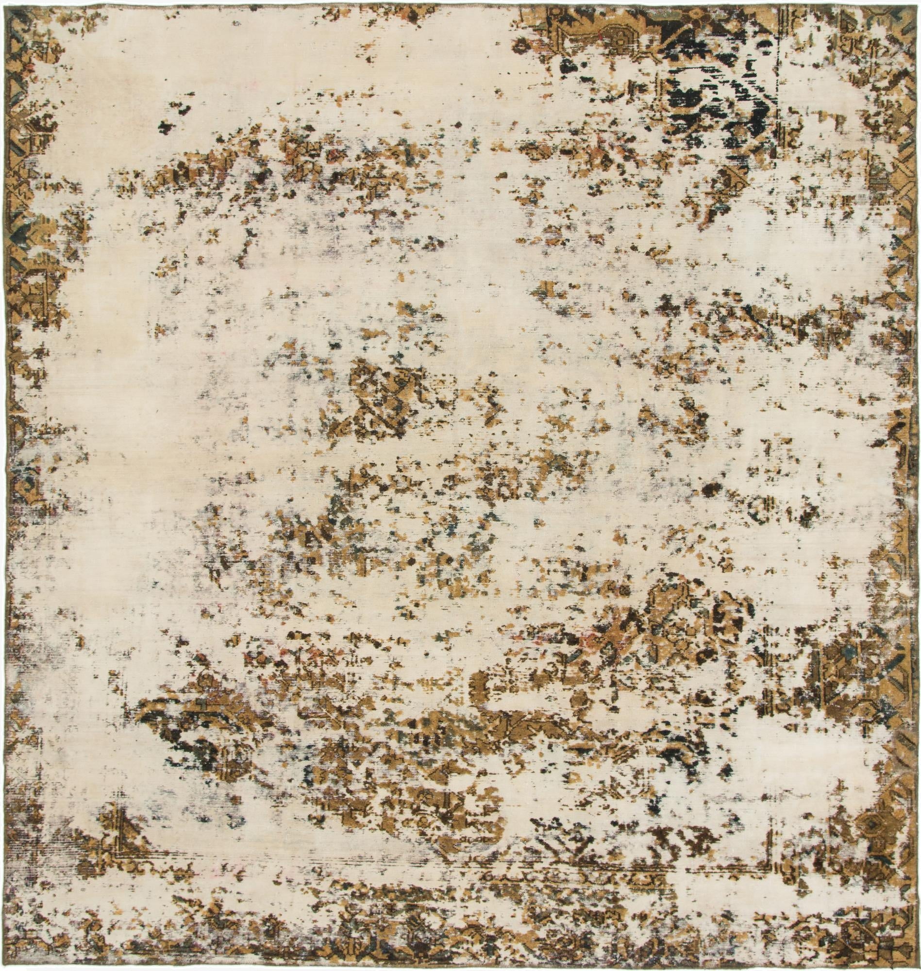  9' 7 x 10' 3  Hand Knotted Ultra Vintage Persian Wool Square Rug