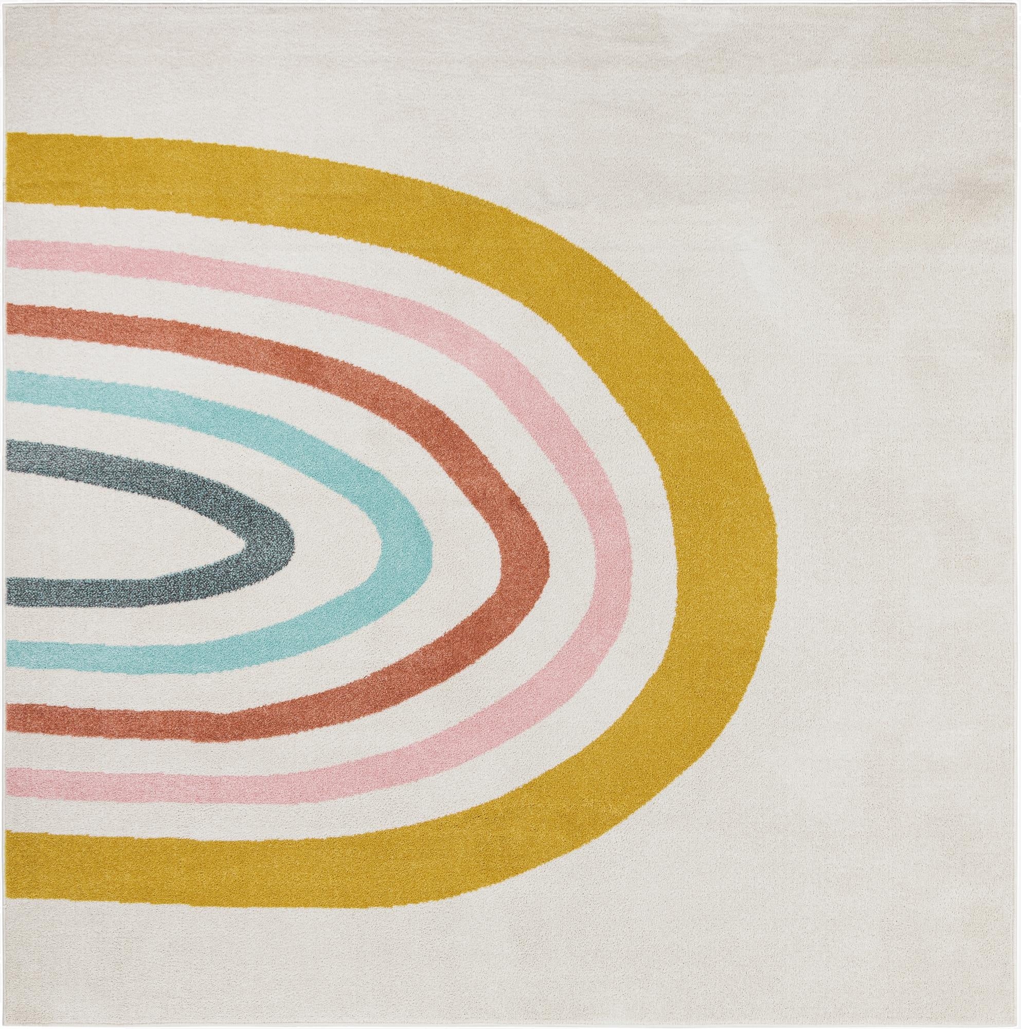  7' 10 x 7' 10 Rainbow Whimsy Kids Square Rug