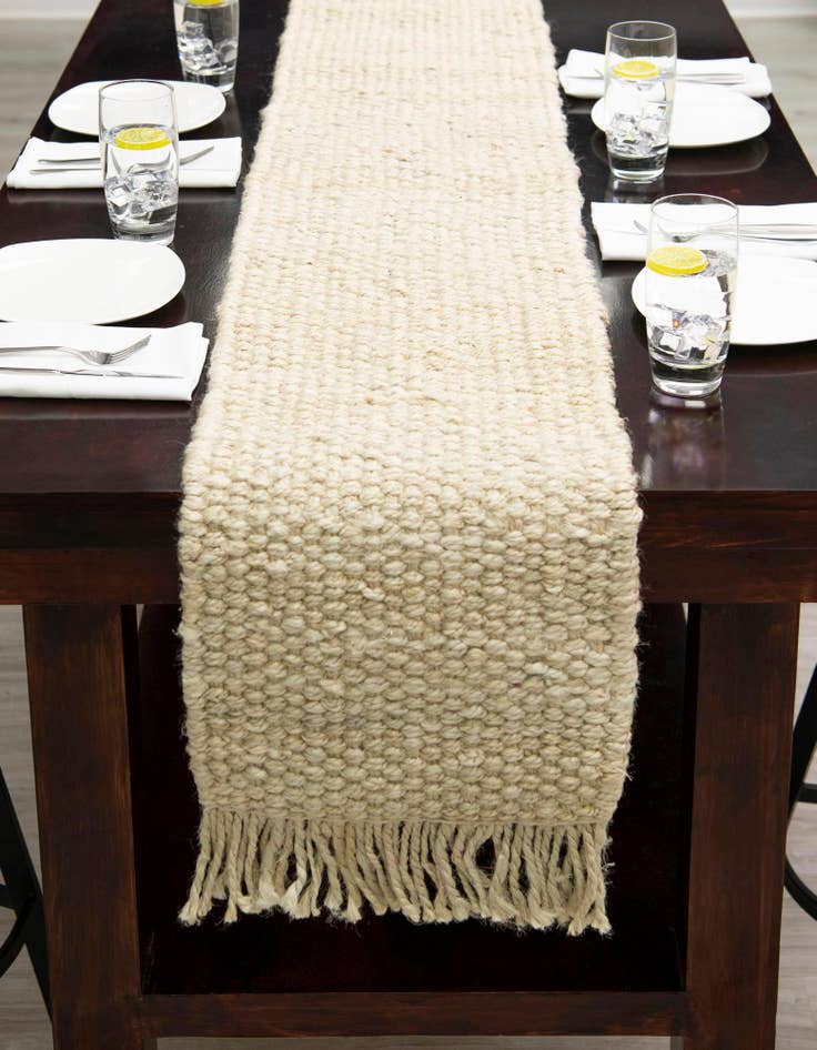 Detail image of  1' 2 x 10'  Hand Woven Chunky Jute Table Runner Rug