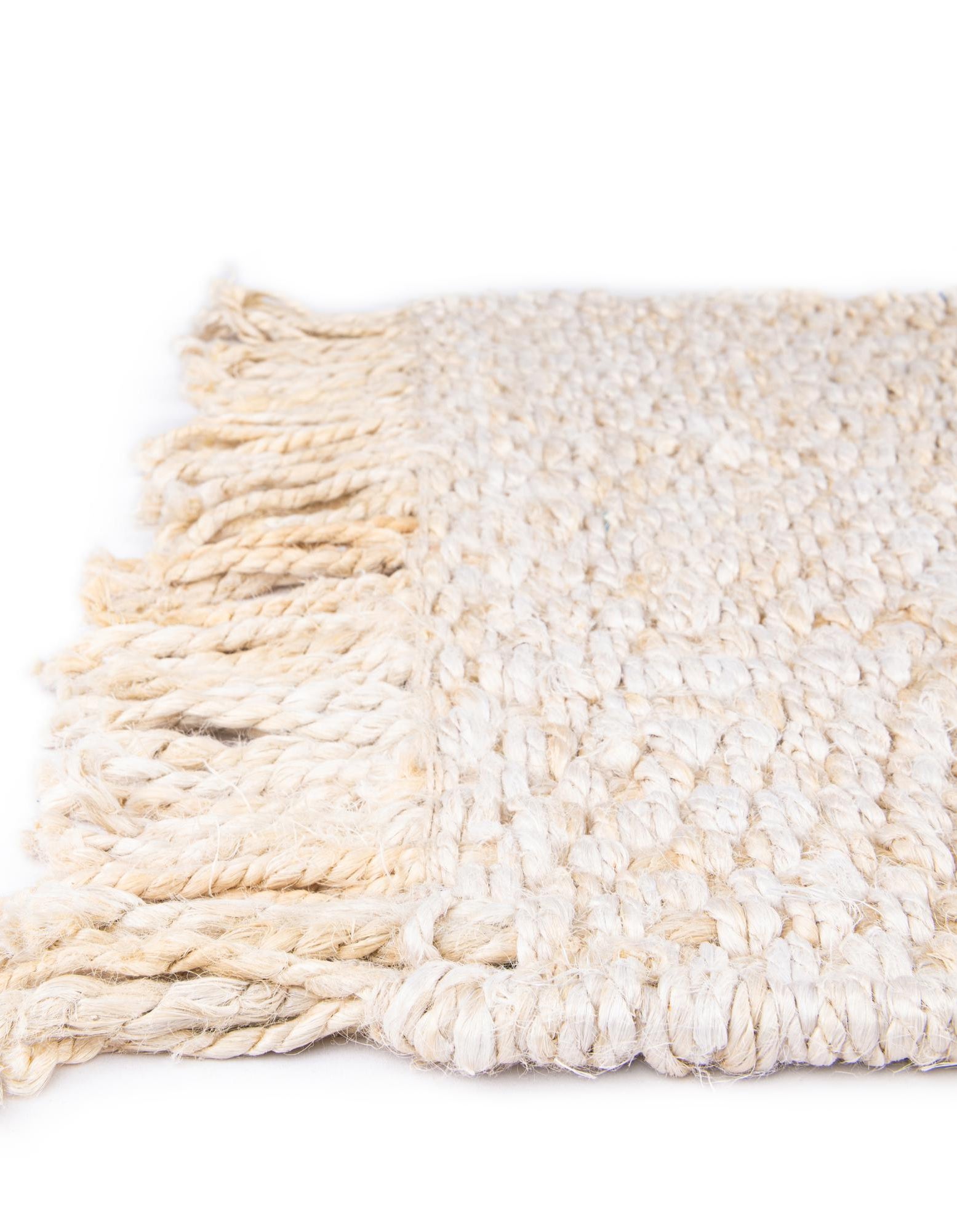 Ivory 1' 2 x 5' 1 Hand Woven Chunky Jute Table Runner Rug | Rugs.com