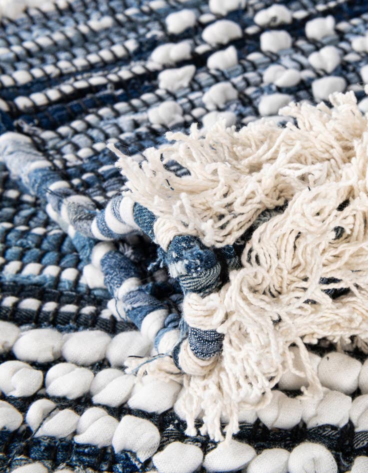 Detail image of  1' 2 x 4' 1  Hand Woven Cotton Chindi Table Runner Rug