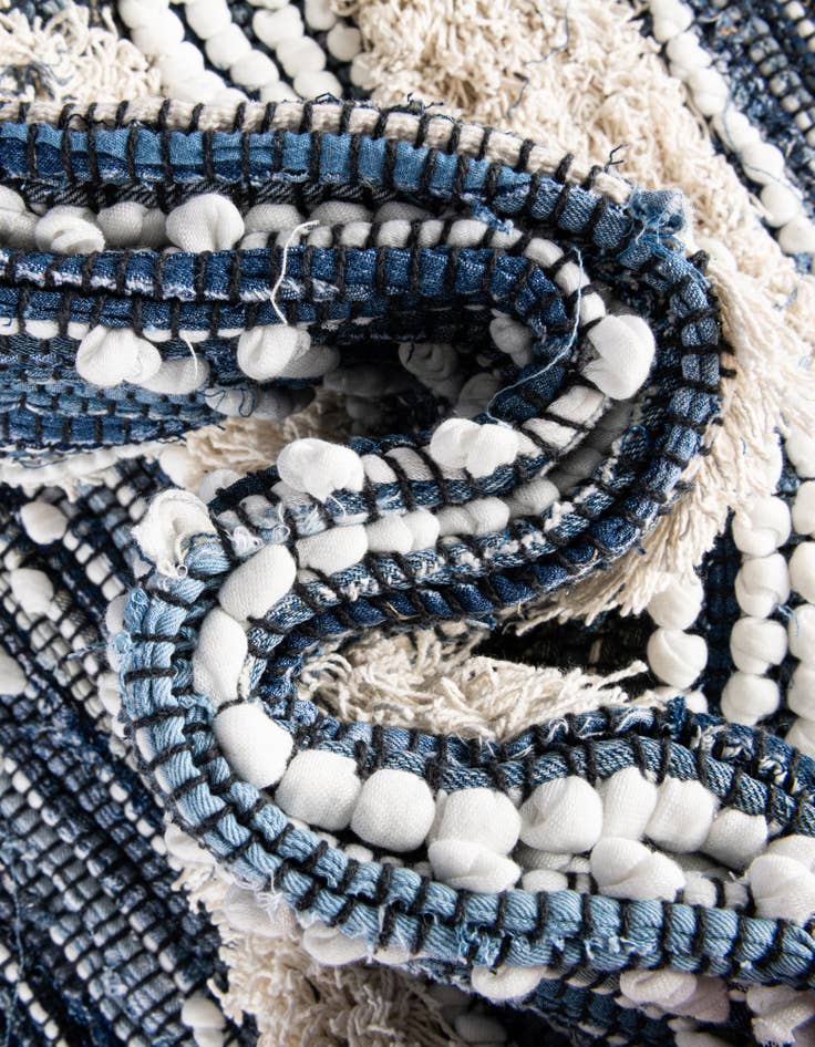 Detail image of  1' 2 x 4' 1  Hand Woven Cotton Chindi Table Runner Rug