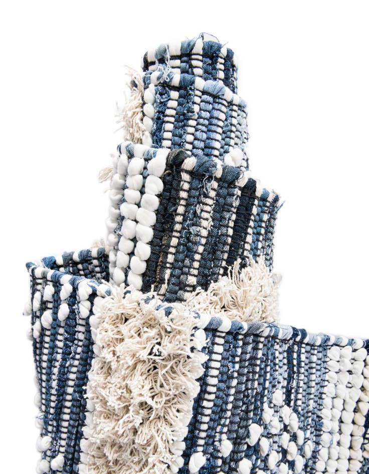 Detail image of  1' 2 x 4' 1  Hand Woven Cotton Chindi Table Runner Rug