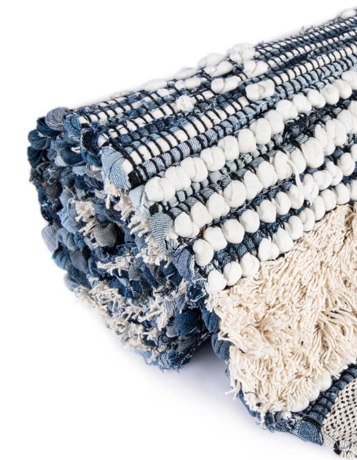 Detail image of  1' 2 x 4' 1  Hand Woven Cotton Chindi Table Runner Rug