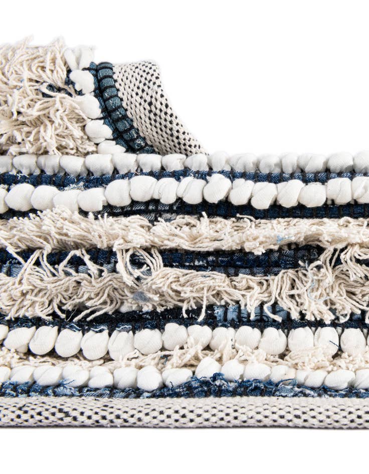 Detail image of  1' 2 x 4' 1  Hand Woven Cotton Chindi Table Runner Rug