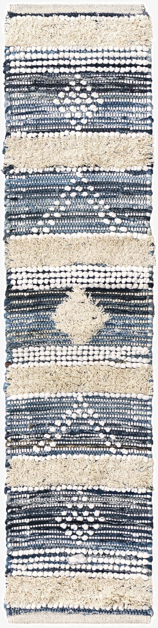  1' 2 x 5' 1  Hand Woven Cotton Chindi Table Runner Rug