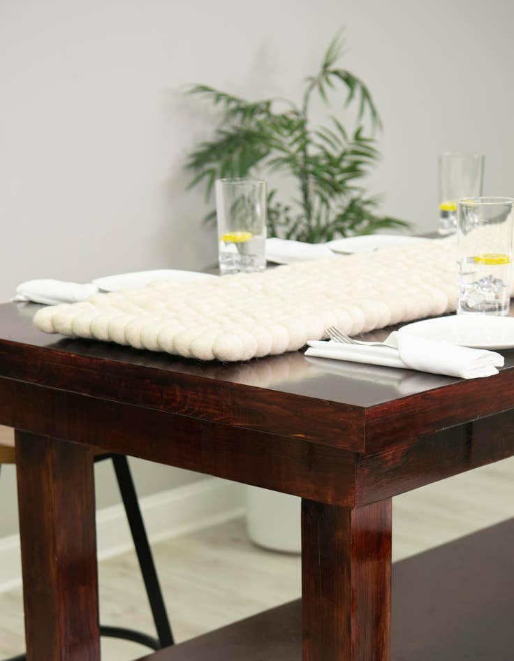 Detail image of  1' 2 x 10'  Hand Woven Felt Ball Wool Table Runner Rug