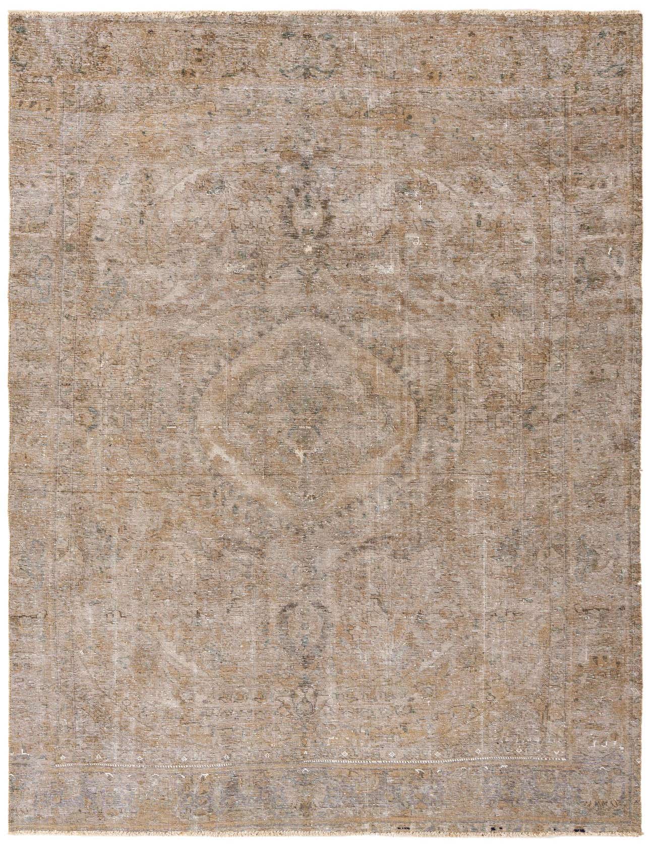 A 6x9 rectangular Rugs.com Ultra Vintage rug with a faded Persian pattern in browns, tans, and creams.