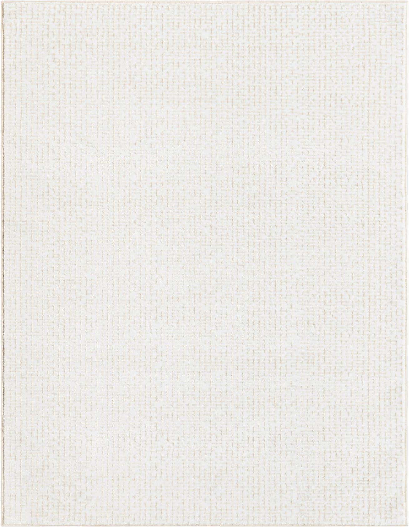 A 4x6 rectangular ivory and cream rug with a subtle textured grid pattern, perfect for a modern living room.