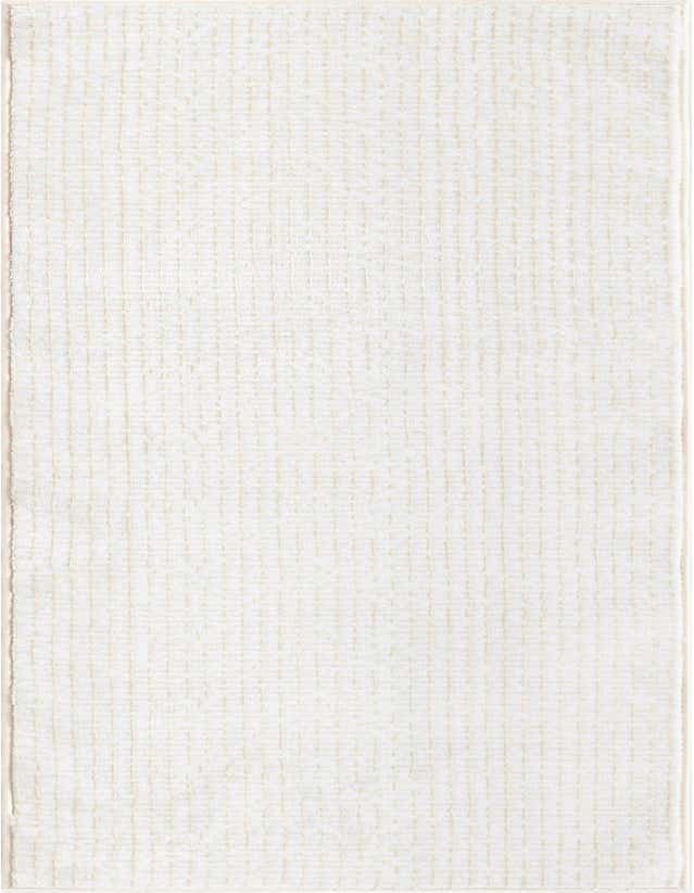 A 6 ft runner rug in a solid ivory and cream color with a subtle textured grid pattern, perfect for a hallway or kitchen.