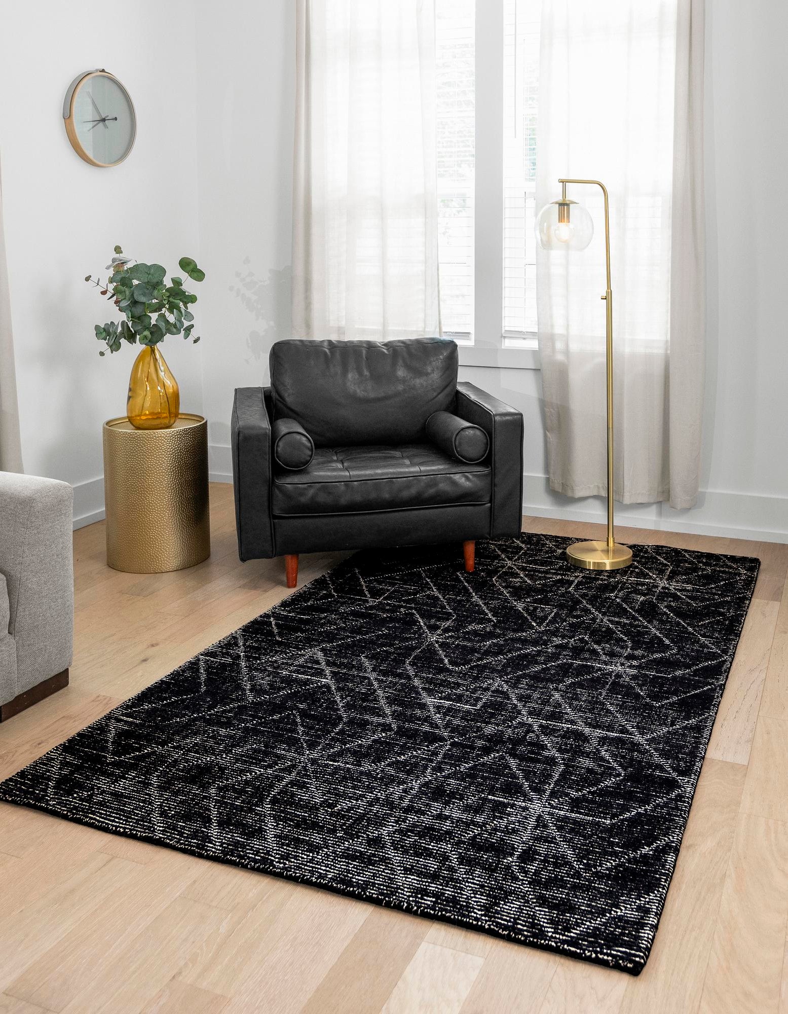 Jet Black 10' x 14' 1 WoolCraft Geometric Rug | Rugs.com