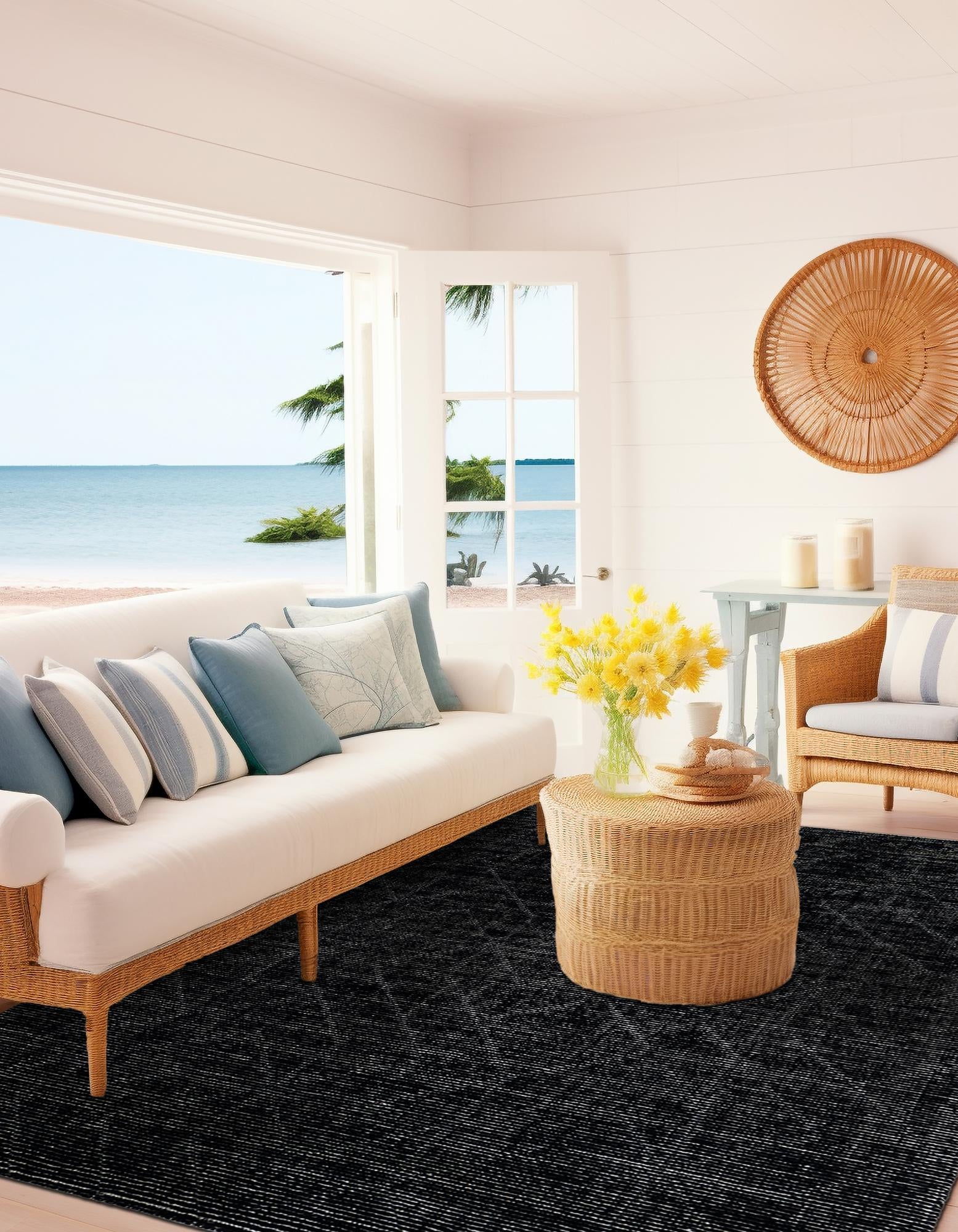 Jet Black 4' 1 x 6' 1 WoolCraft Geometric Rug | Rugs.com