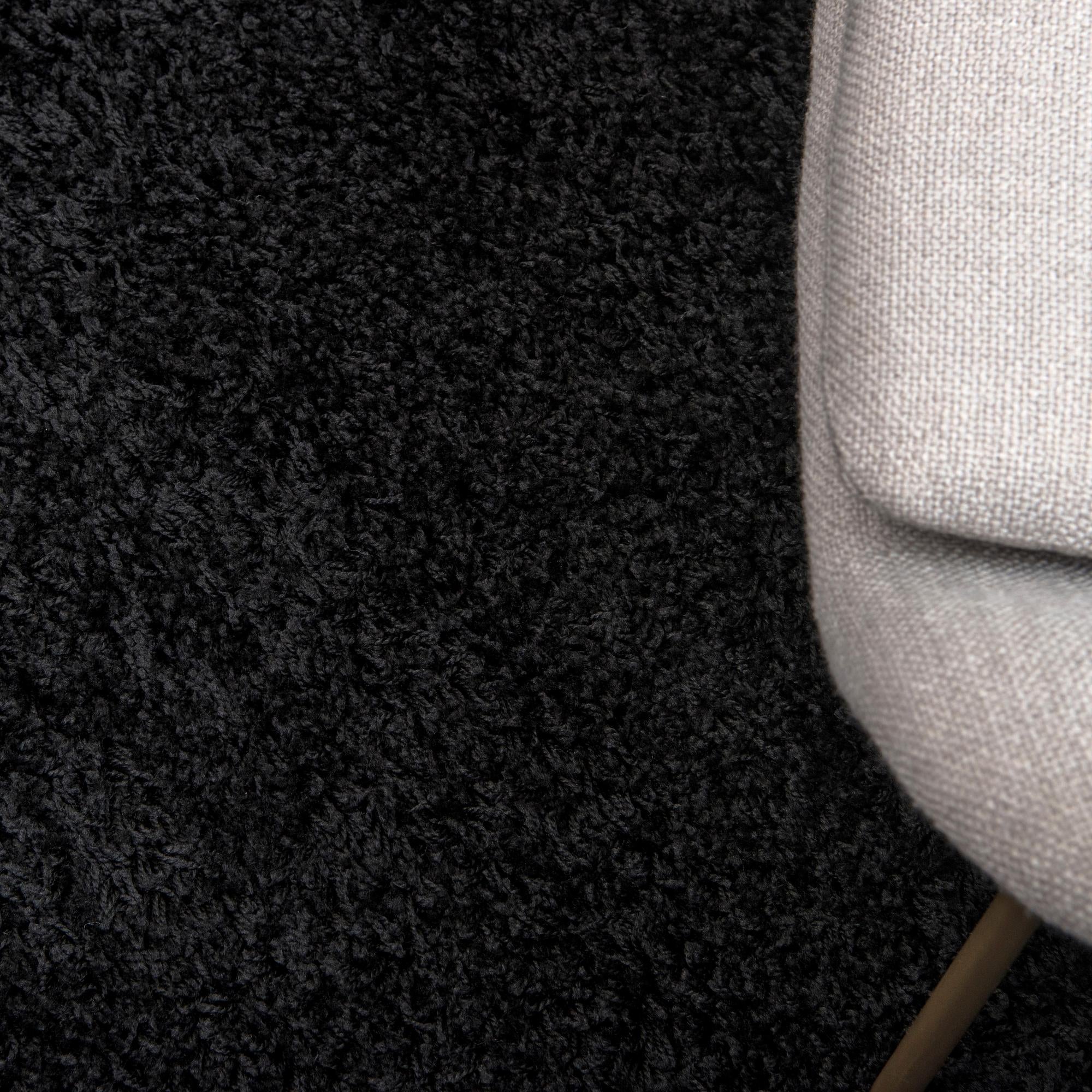 Jet Black 2' x 6' Solid Shag Runner Rug | Rugs.com