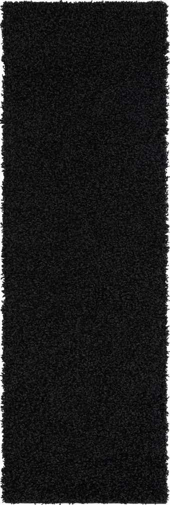 Jet Black 2' x 6' 5 Solid Shag Runner Rug | Rugs.com