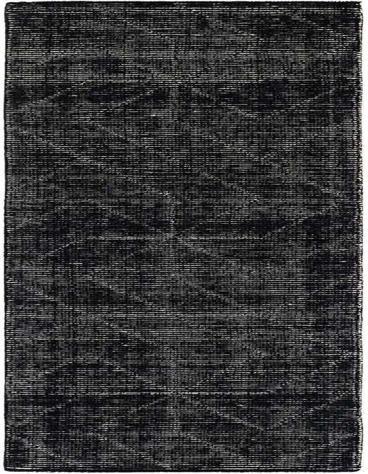 A black 8 ft runner rug with a subtle textured stripe pattern, ideal for a contemporary hallway.