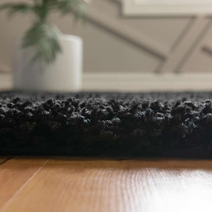 Jet Black 8' x 8' Solid Shag Square Rug | Rugs.com