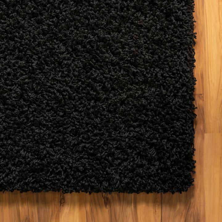 Jet Black 8' x 8' Solid Shag Square Rug | Rugs.com