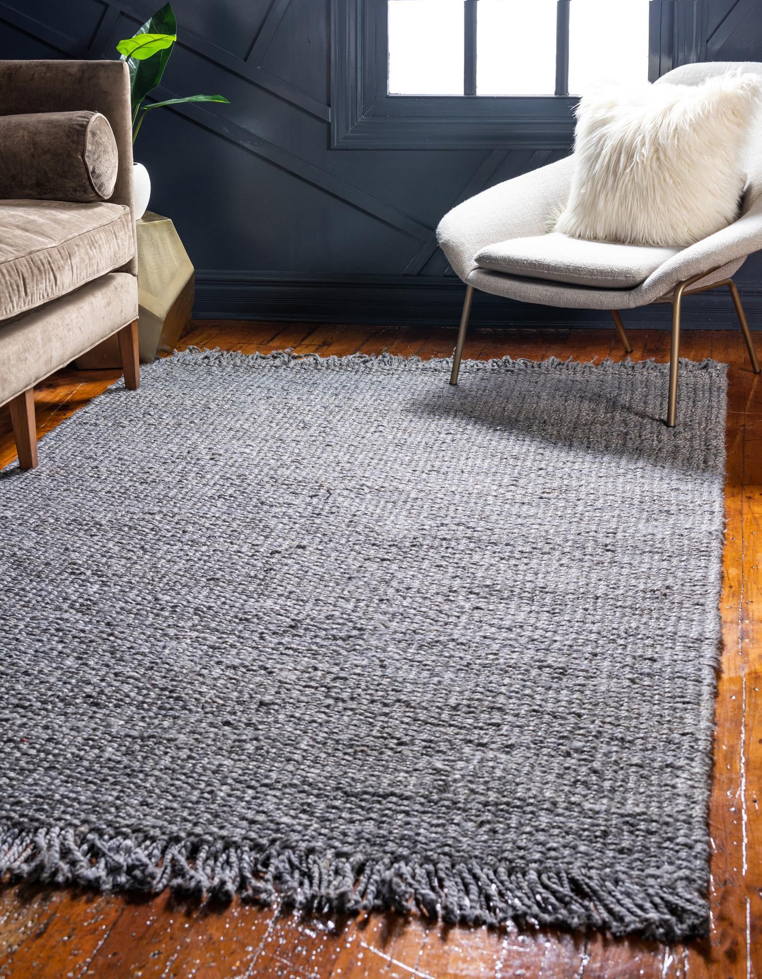  Custom Judge Grey  Hand Woven Chunky Jute Rug