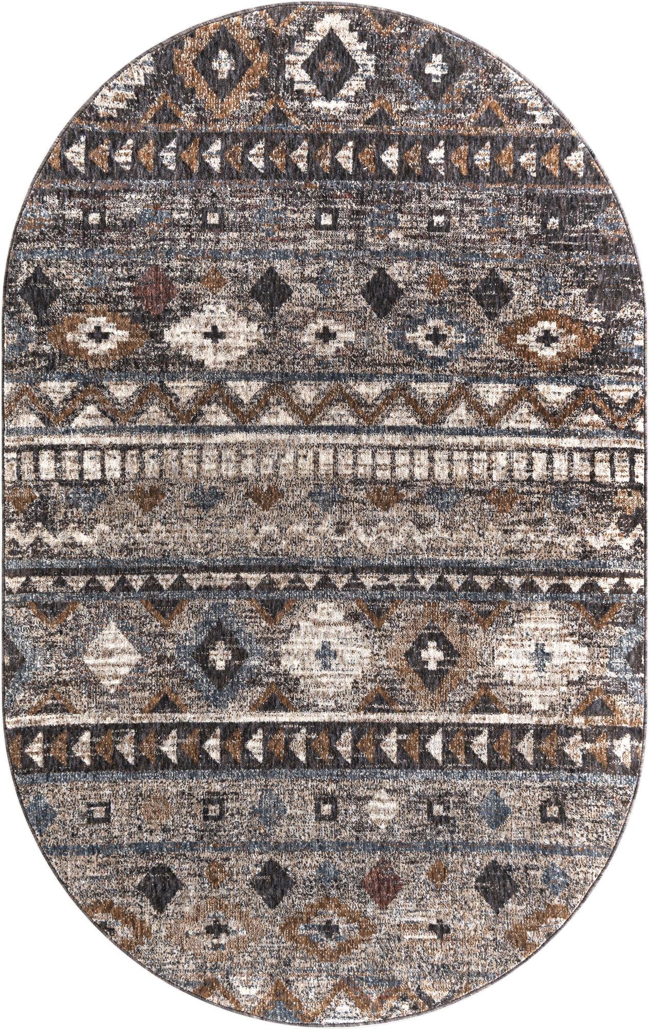  5' 3 x 8' Eco Southwestern Oval Rug