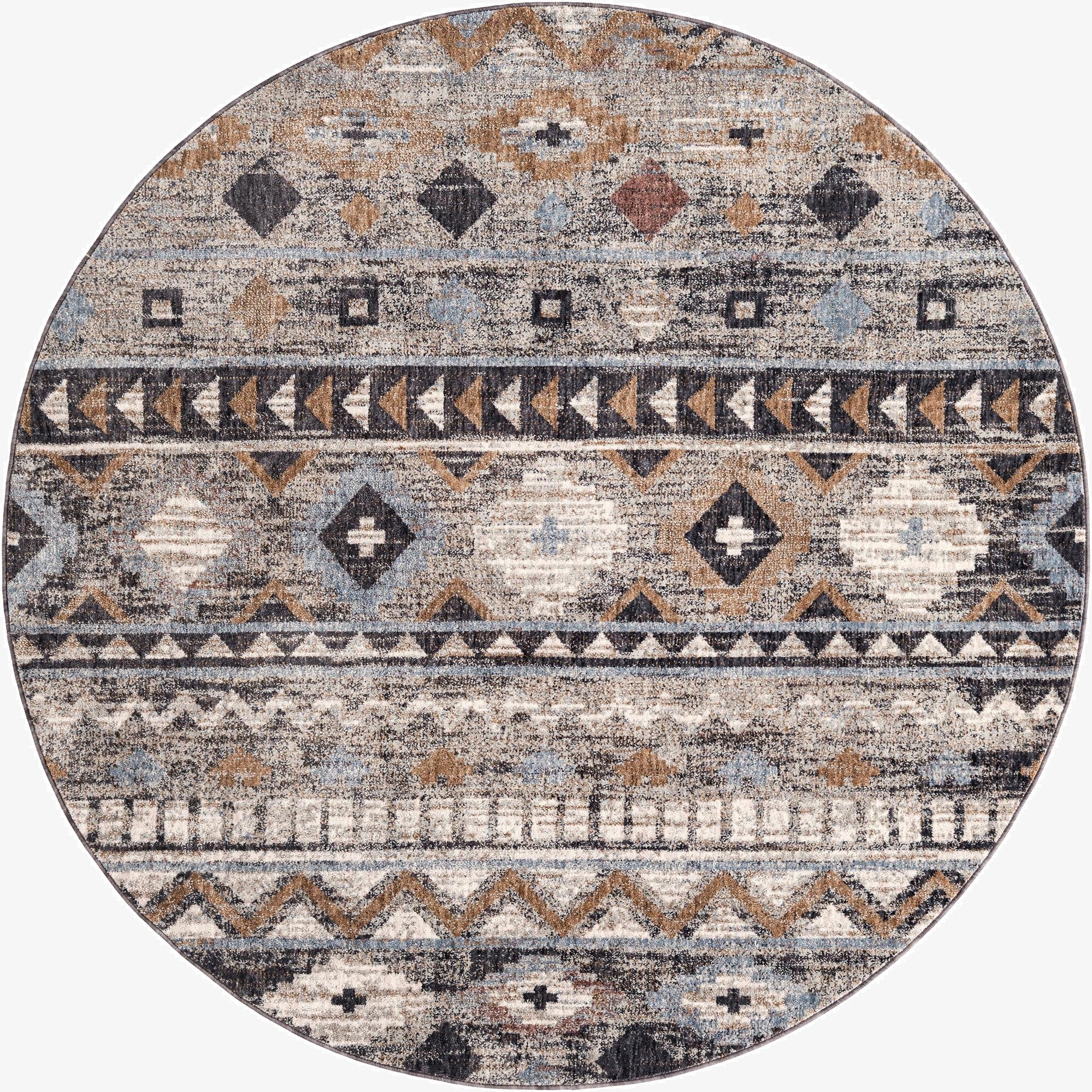  7' x 7' Eco Southwestern Round Rug