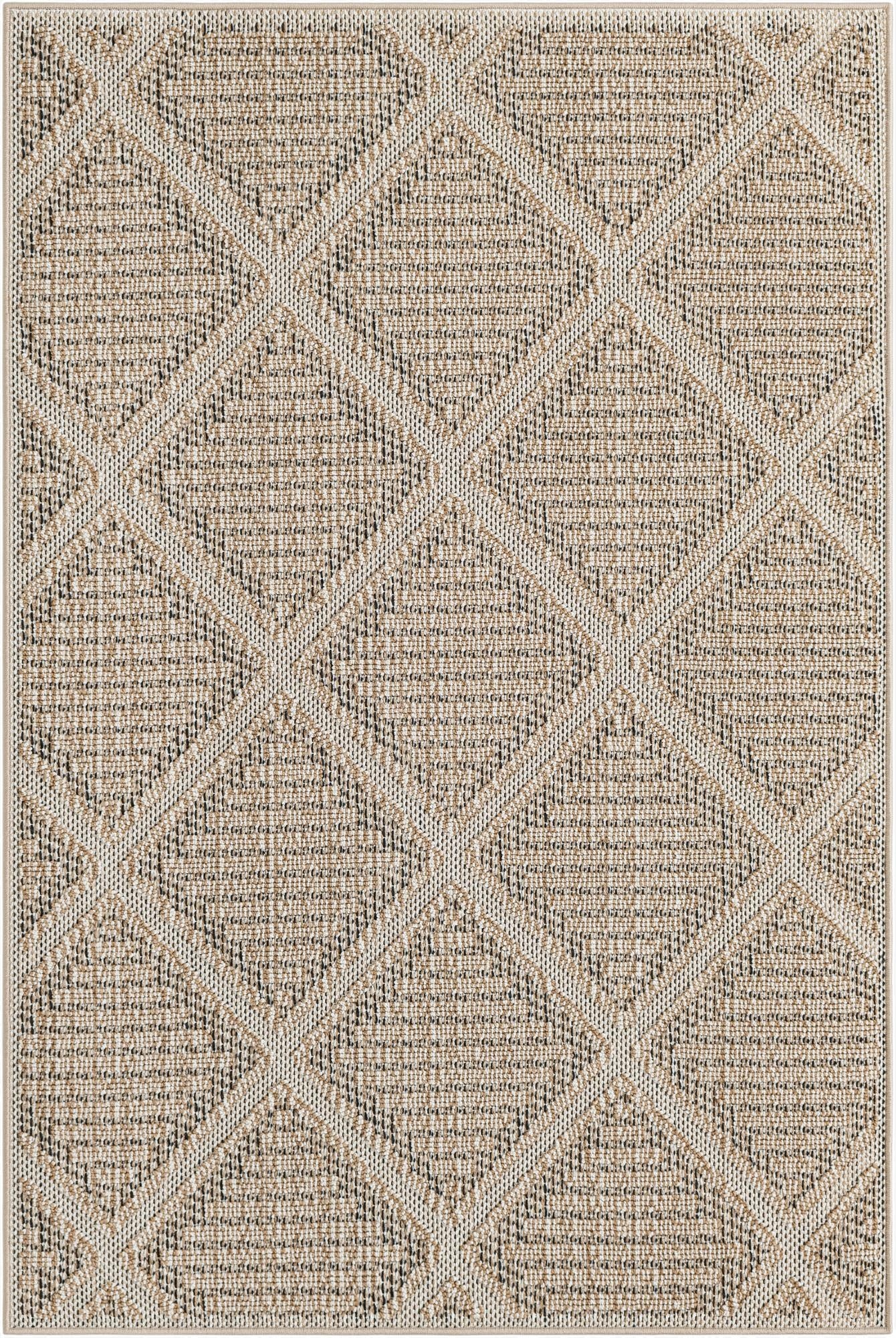  4' 1 x 6' 1  Washable Lattice Indoor / Outdoor Rug