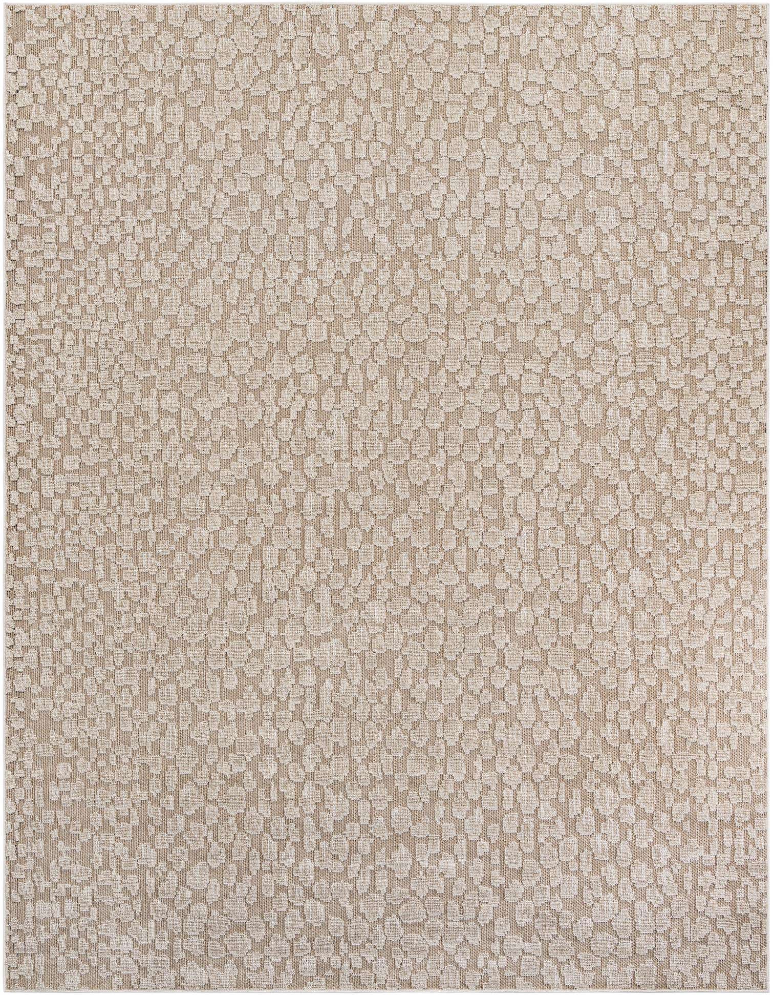 A 9x12 rectangular Rugs.com Outdoor Safari rug in brown and ivory with a modern abstract pattern.