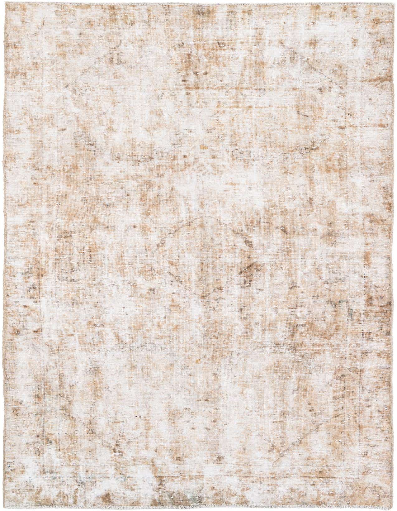 A 6x9 rectangular Ultra Vintage rug in brown and ivory with a faded Persian medallion pattern, suitable for a living room.