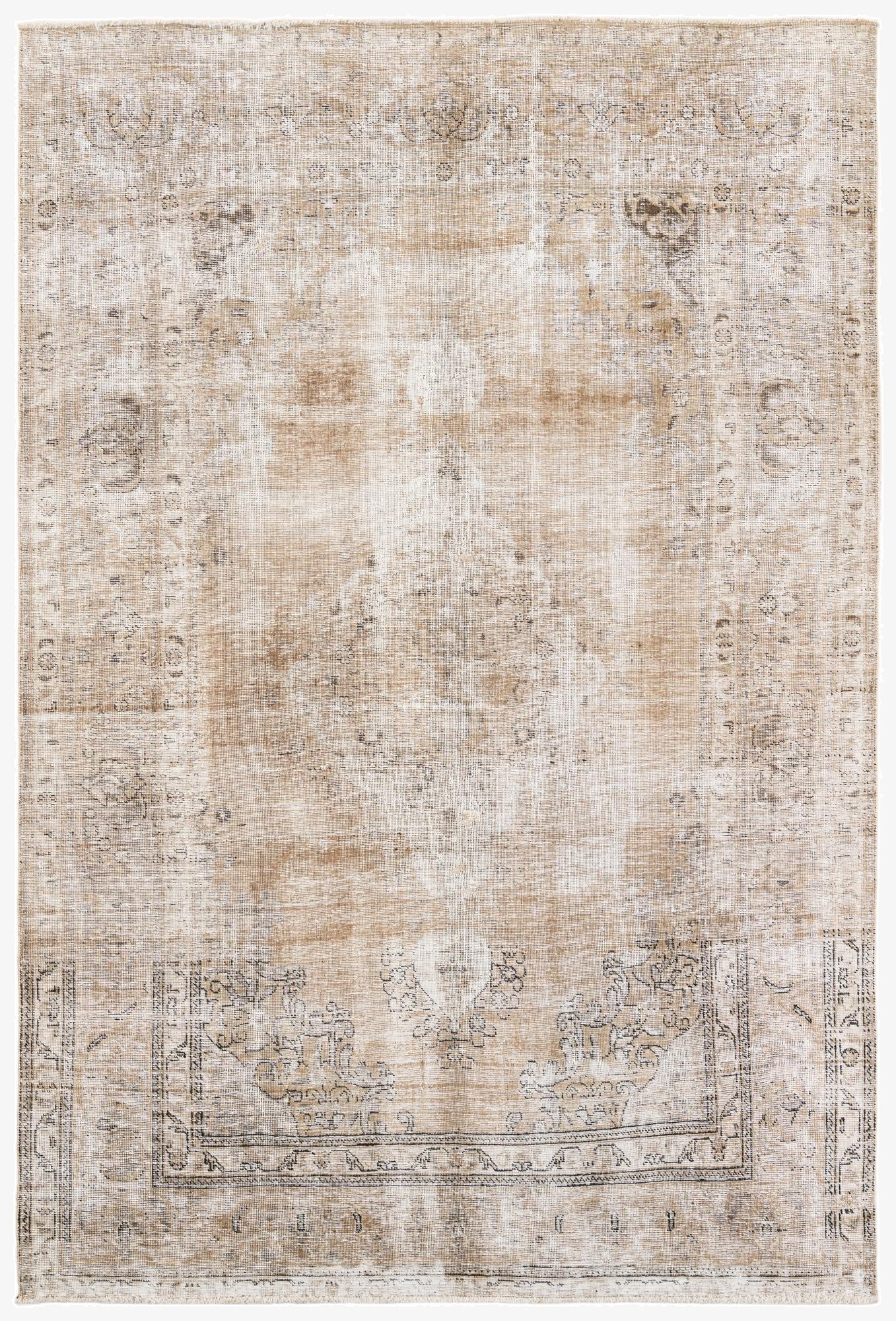  6' 5 x 9' 8  Hand Knotted Ultra Vintage Persian Wool Rug