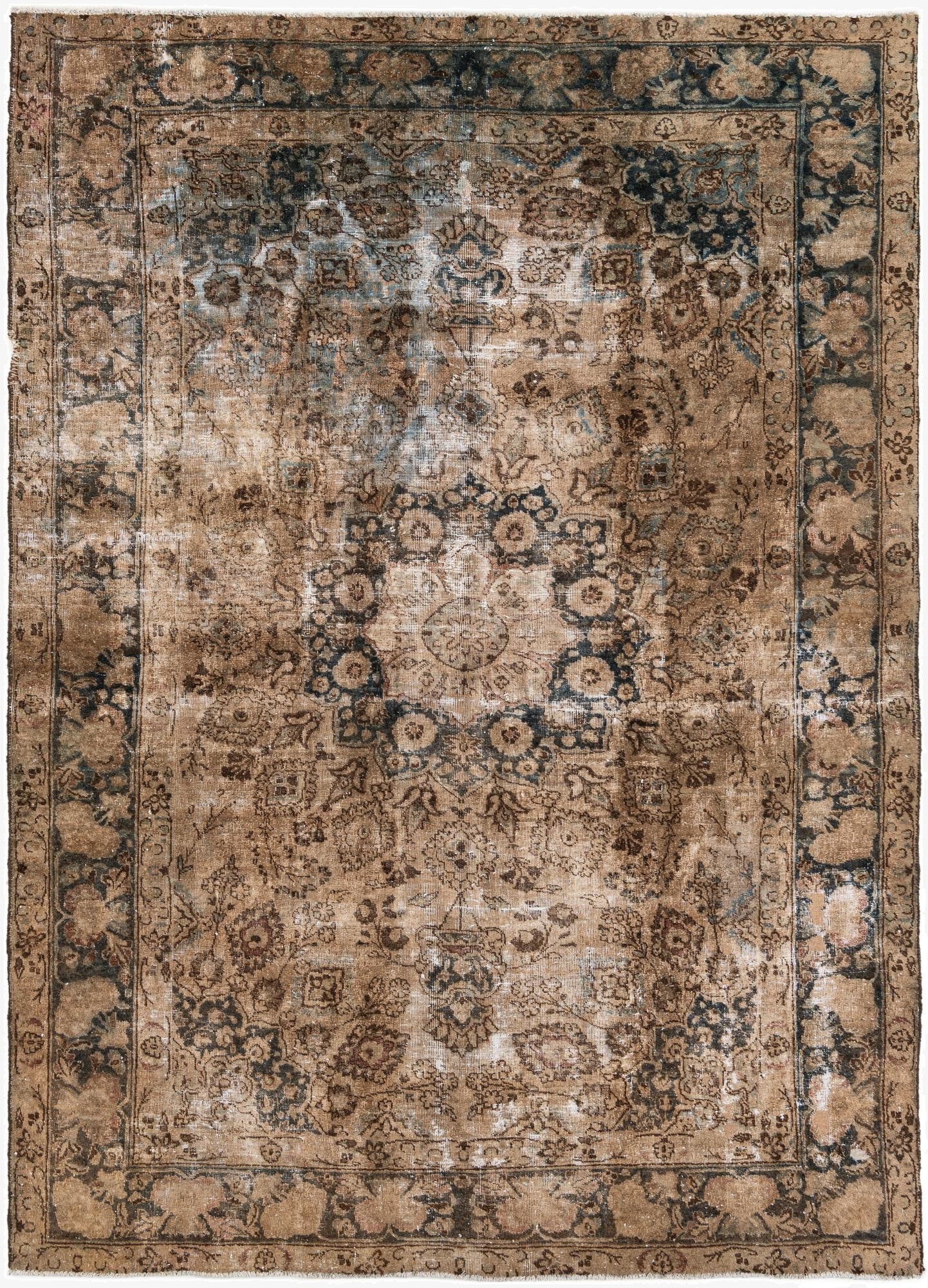  6' 8 x 9' 7  Hand Knotted Ultra Vintage Persian Wool Rug