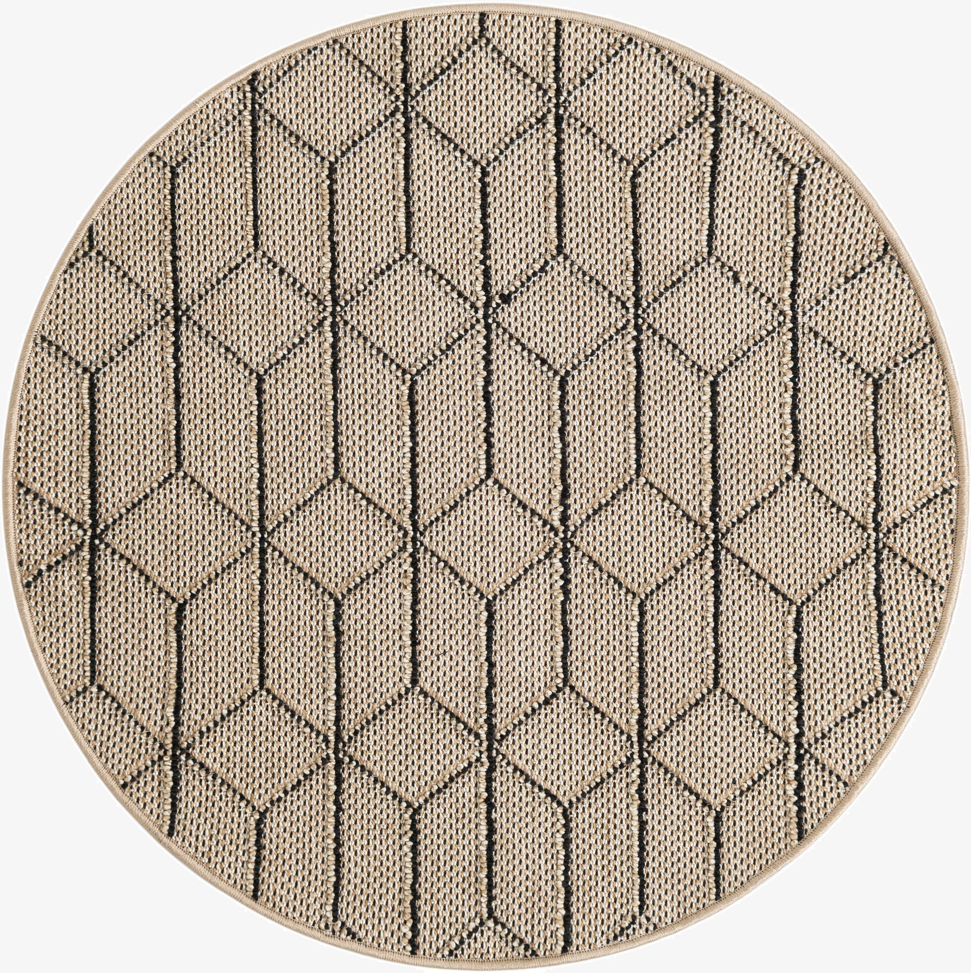  3' 1 x 3' 1  Washable Lattice Indoor / Outdoor Round Rug