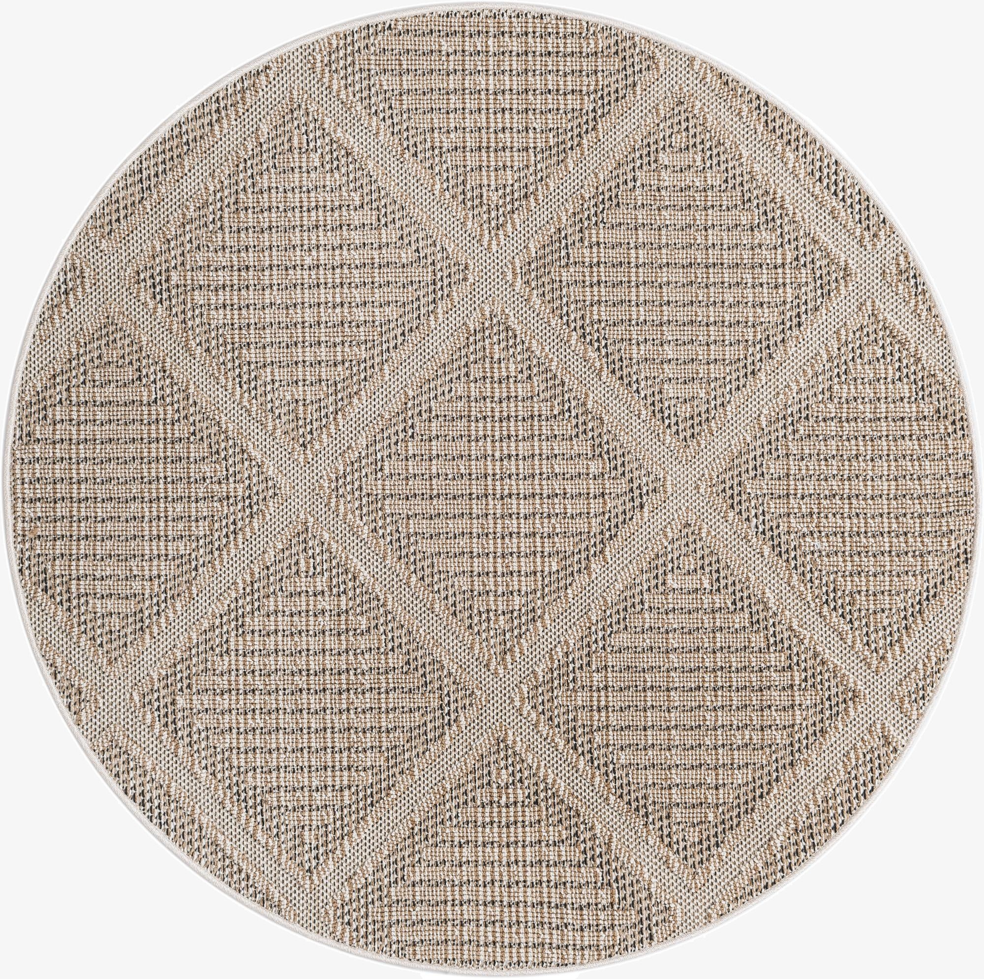  5' 3 x 5' 3  Washable Lattice Indoor / Outdoor Round Rug