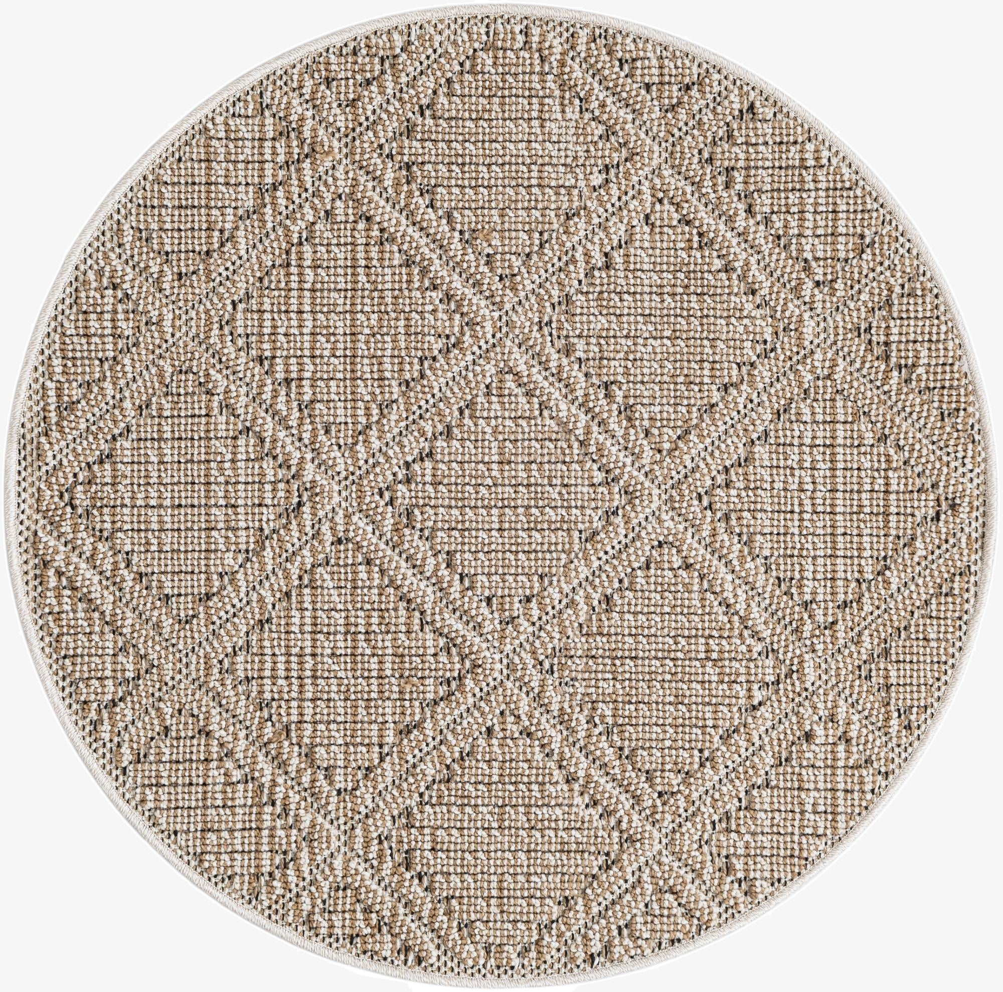  3' 1 x 3' 1  Washable Lattice Indoor / Outdoor Round Rug