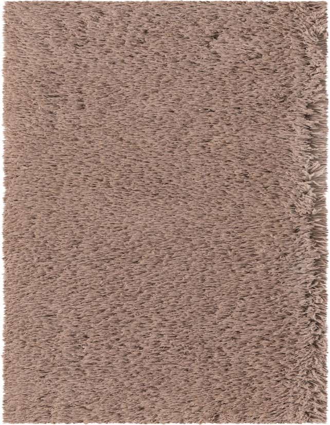 A soft, plush 7 ft runner rug in a solid brown/tan color, perfect for a hallway.