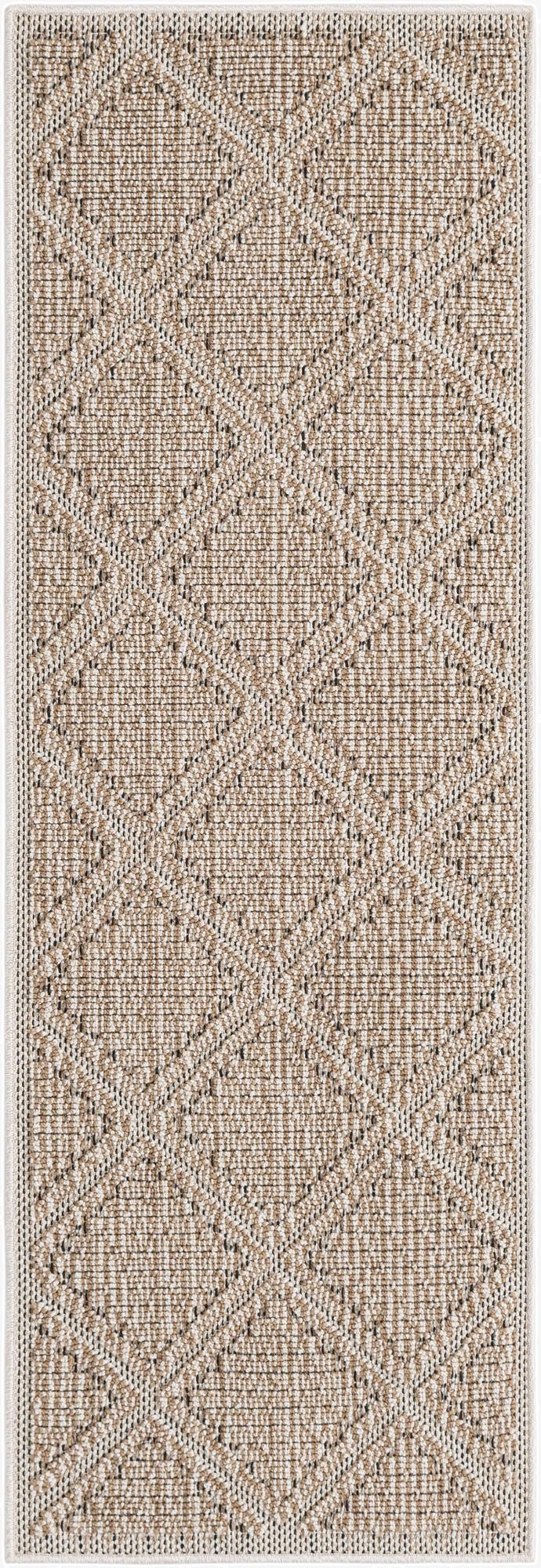  2' x 6' 1  Washable Lattice Indoor / Outdoor Runner Rug
