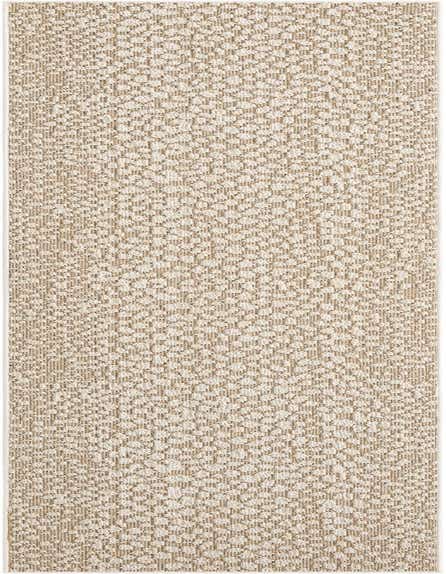 A 12 ft runner rug from the Outdoor Safari collection, featuring an abstract pattern in browns, tans, and ivories, suitable for indoor or outdoor use.