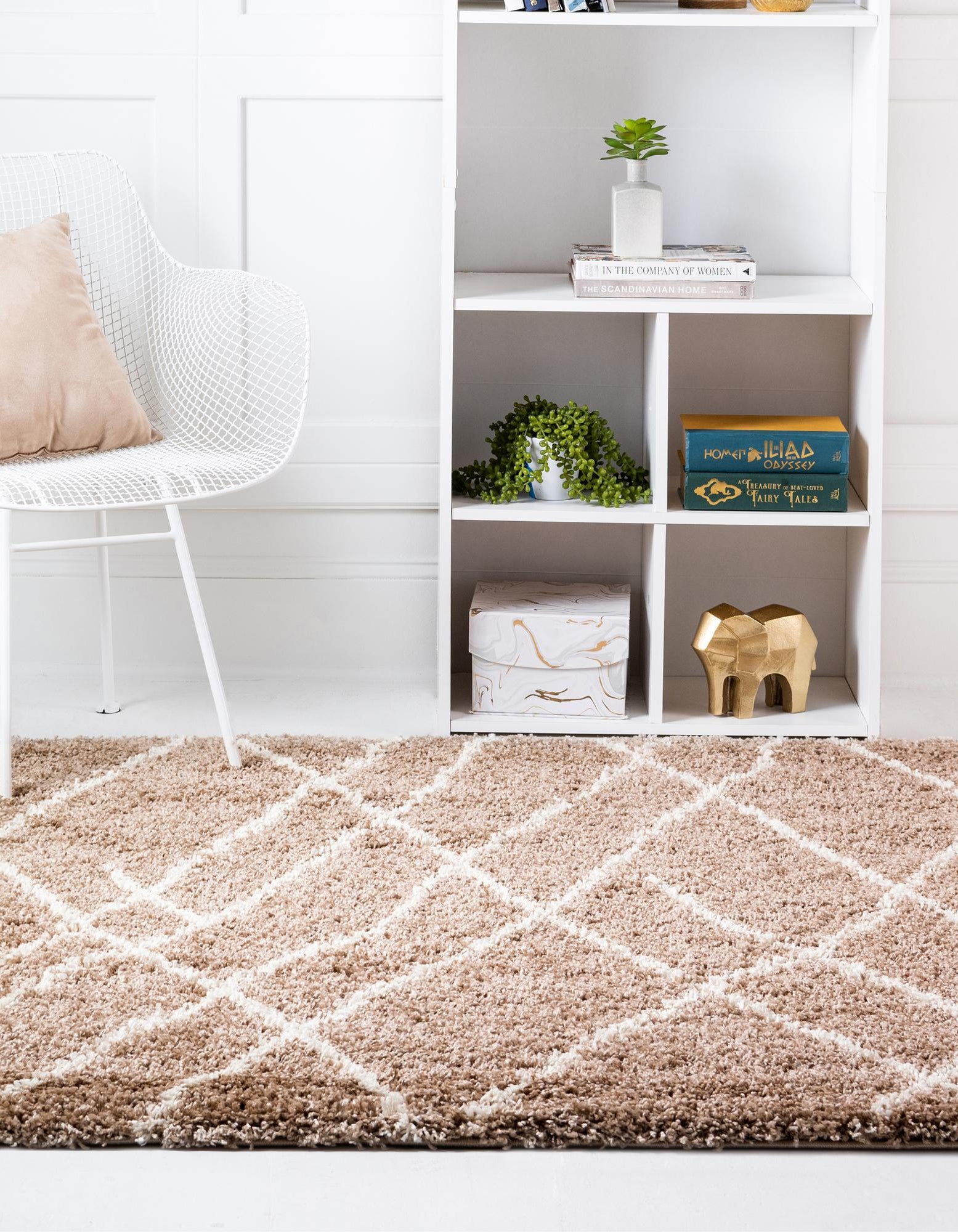 Khaki 4' x 4' Soft Touch Shag Square Rug | Rugs.com