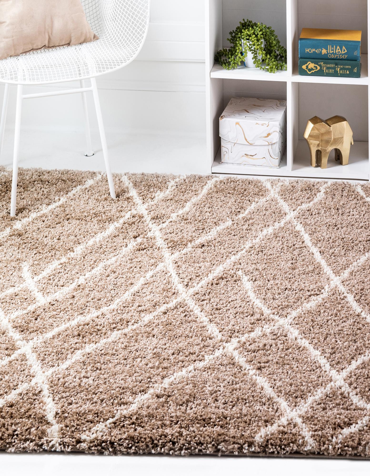 Khaki 4' x 4' Soft Touch Shag Square Rug | Rugs.com